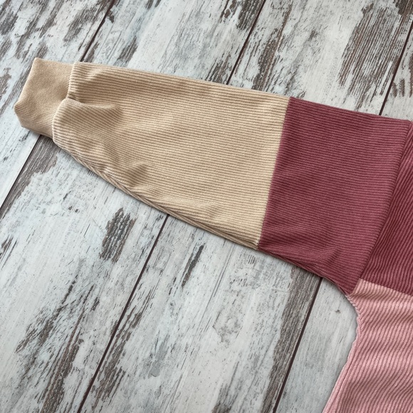 Color Block Ribbed Oversized Corduroy-Feel Pullover - Small - Picture 13 of 16